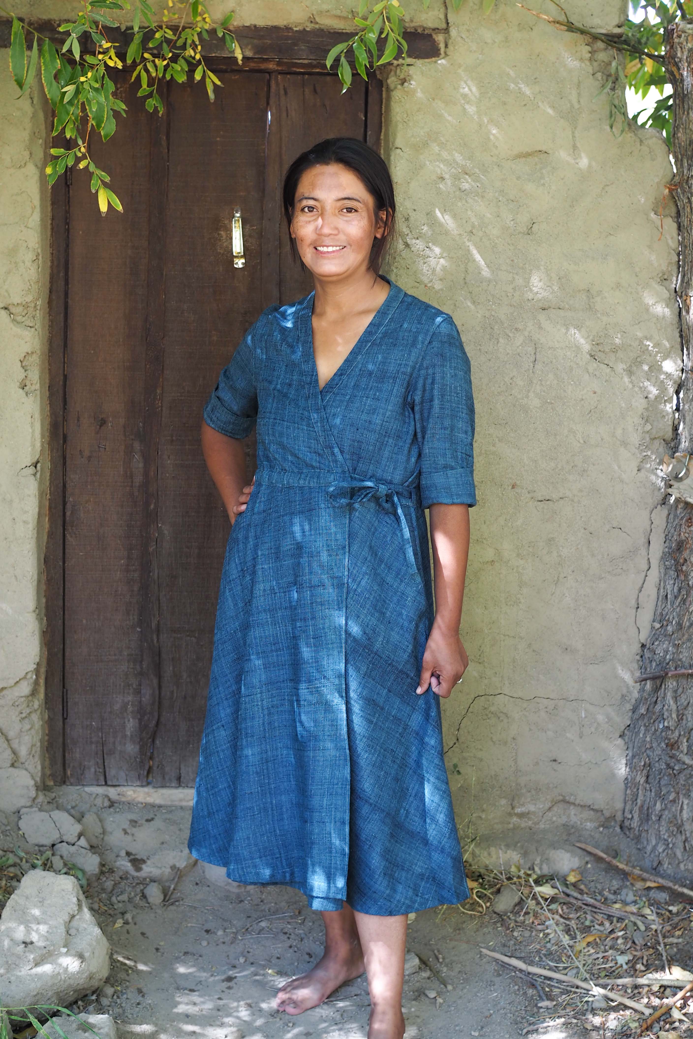 eri silk dress Olive Green Ahimsa Eri Silk Maxi Dress | Azo Free Dyed | Ethical Slow Fashion