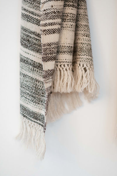 Scarf made from organic Himalayan lambswool on a handloom in India. A beautiful soft lambswool handspun and handwoven in Himachal Pradesh, India. Organic and natural material, 100% lambswool. Slow and ethically made.  