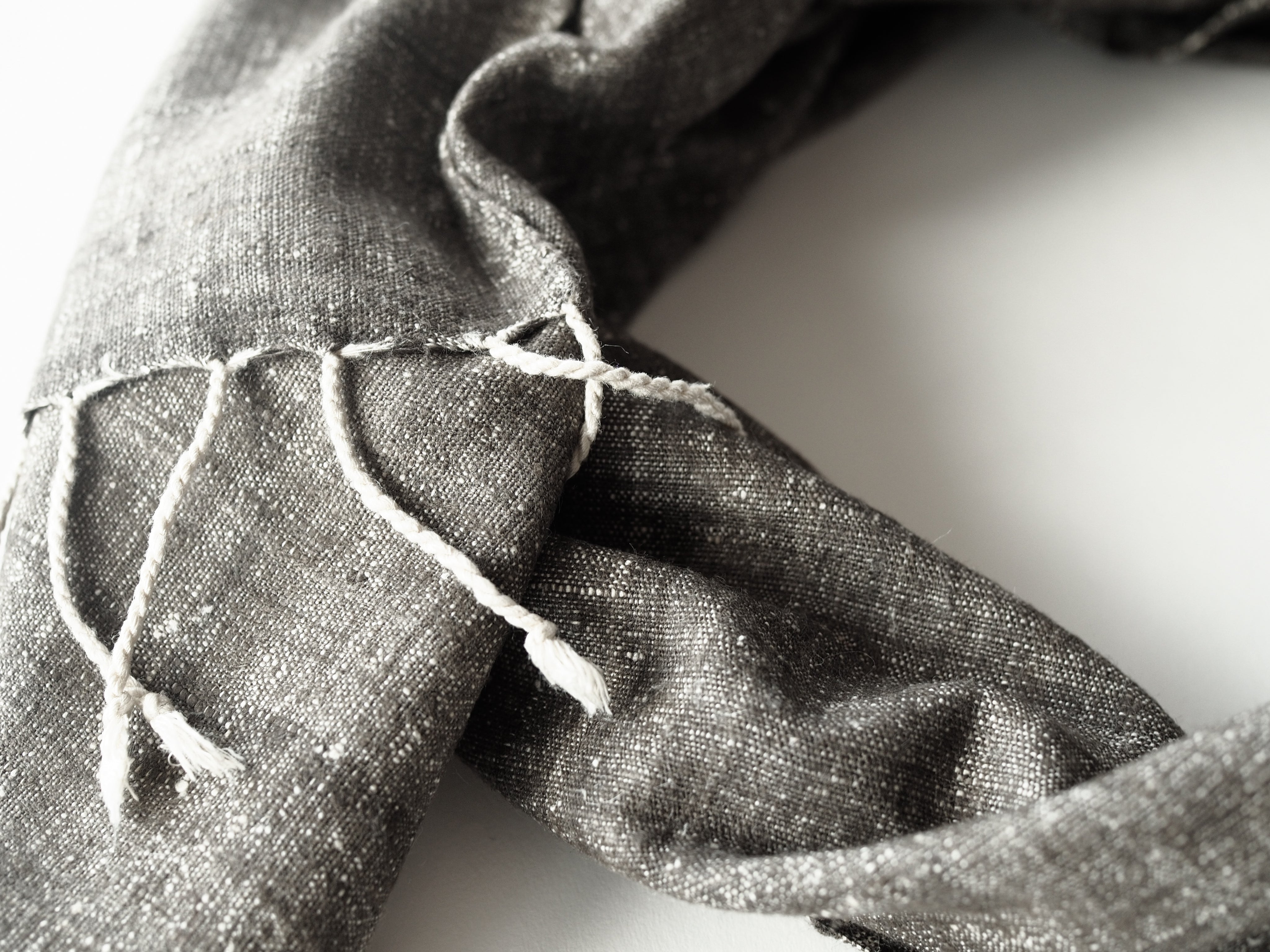 Eri silk scarf from India handspun and handwoven. Naturally dyed with Assamese tea and iron. Organic and natural material, 100% peace silk. Slow and ethically made.  