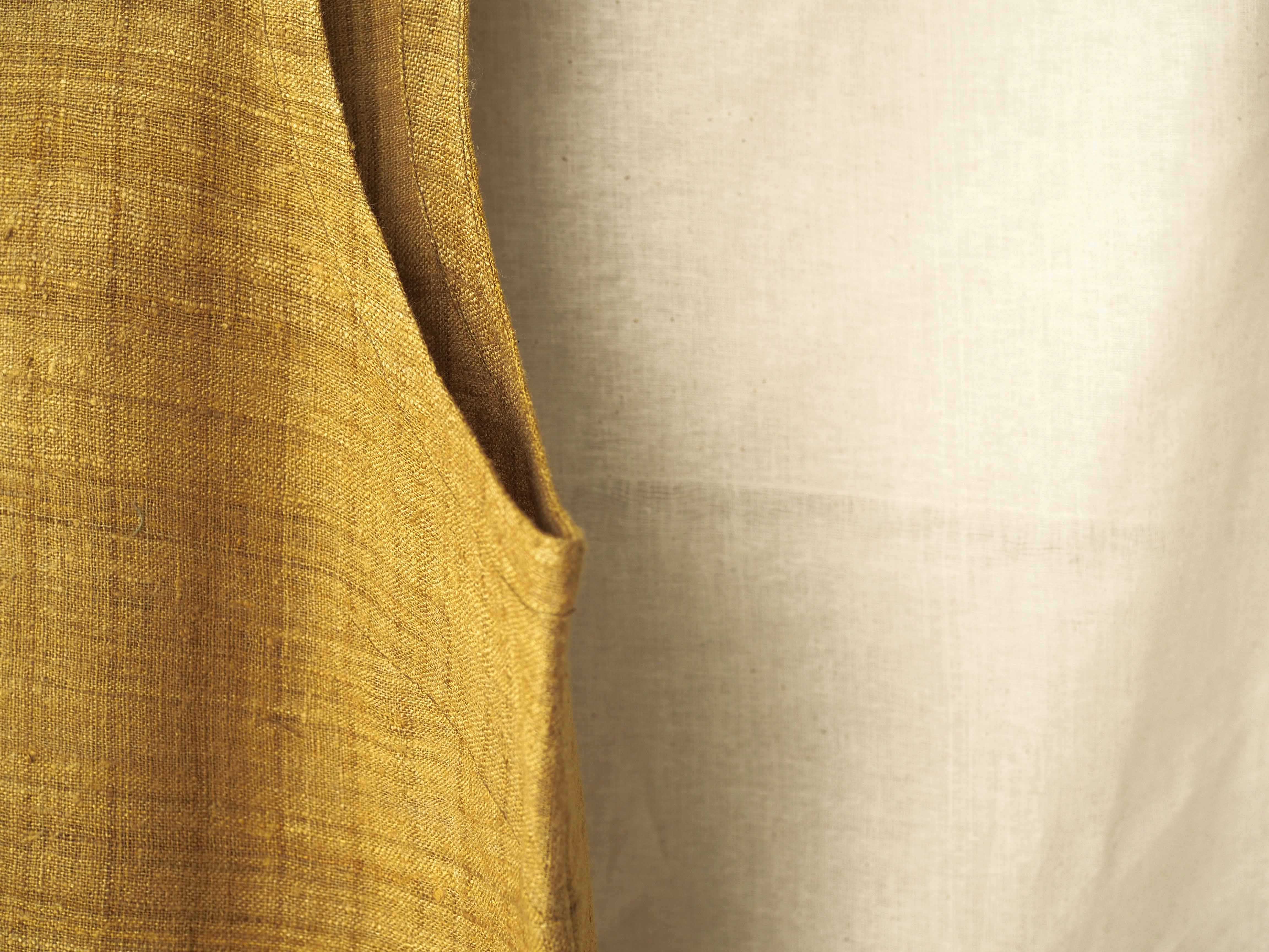 Handspun and handwoven eri silk top in a mustard color. 100% natural fiber and naturally dyed with onion skins. Ethically made, slow fashion, simplicity.